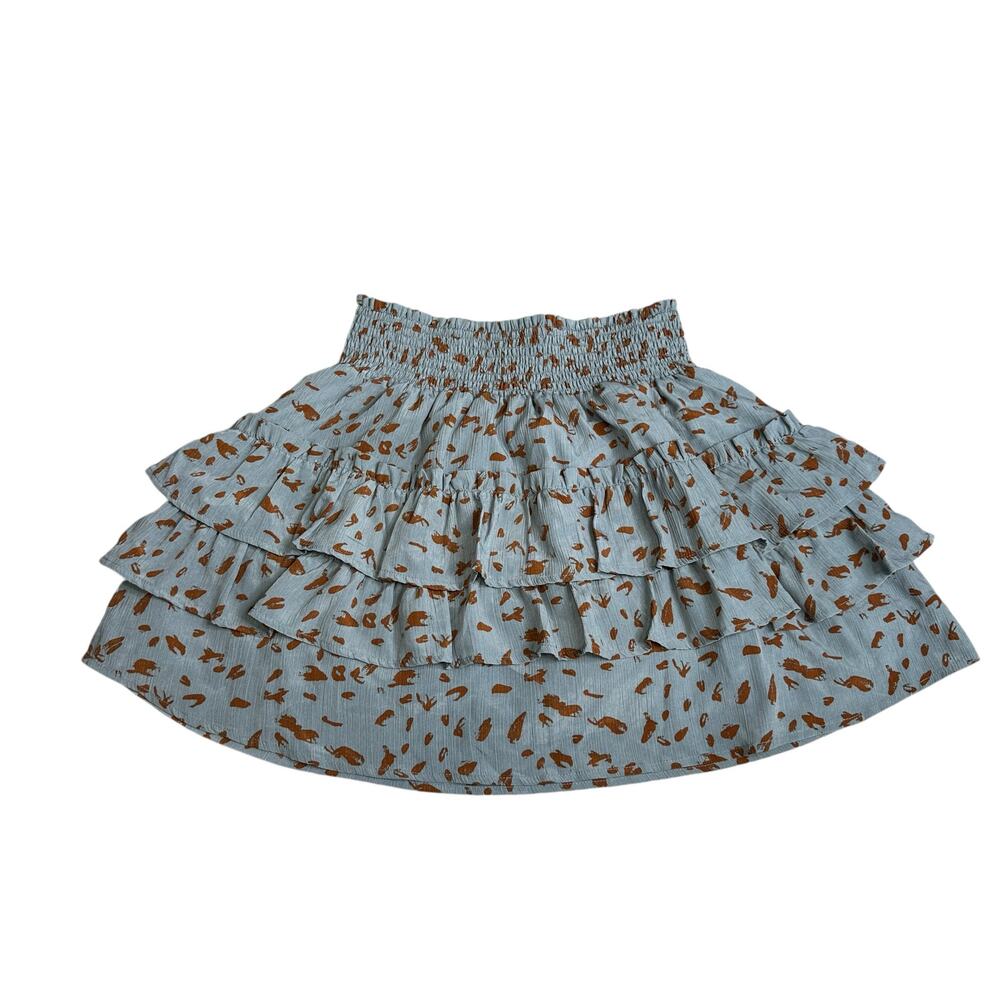 Whiteroom + Cactus Skater Skirt Tired Ruffle Mini Size Small Gray Red